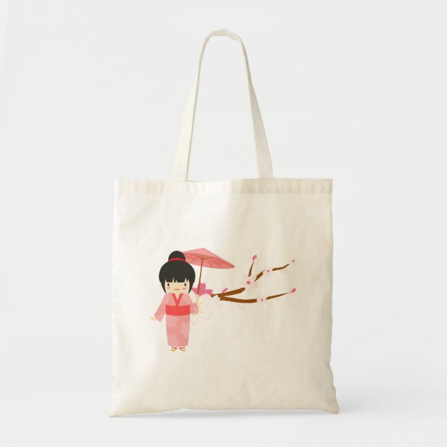 Bolso De Tela Blossom de cerezo rosa japonés suave Geisha (Frente)