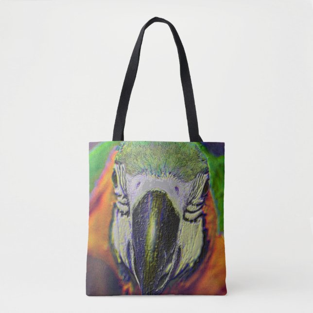 Bolso De Tela Blue And Gold Macaw Face Parrot Art (Anverso)