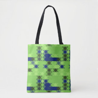 Bolso De Tela blue and green geometric pattern