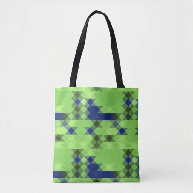 Bolso De Tela blue and green geometric pattern (Anverso)
