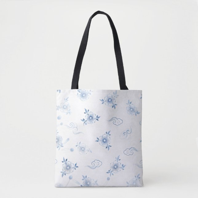Bolso De Tela Blue and White Porcelain Floral Pattern Tote Bag (Anverso)