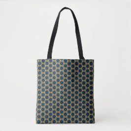 Bolso De Tela Blue and yellow floral patterned Tote