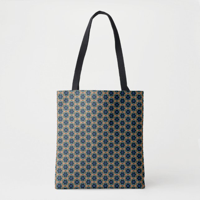 Bolso De Tela Blue and yellow floral patterned Tote (Anverso)