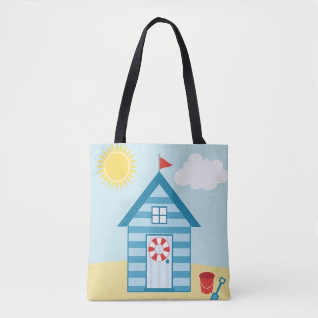 Bolso De Tela Blue Beach Hut (Anverso)
