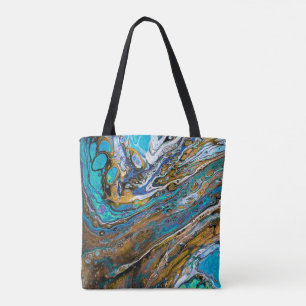 Bolso De Tela Blue Beach, River water y stones (arte abstracto)