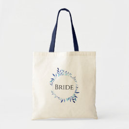 Bolso De Tela Blue Botanical Watercolor Bride