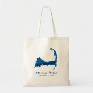 Bolso De Tela Blue Cape Cod Watercolor Map Boda Guest BAG