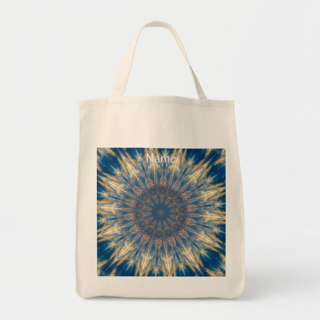 Bolso De Tela Blue Chakra Kaleidoscope Thunder_Cove (Frente)