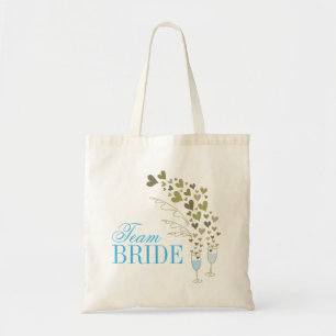 Bolso De Tela Blue Champagne Cheers Chic Team Bride Bridal Party