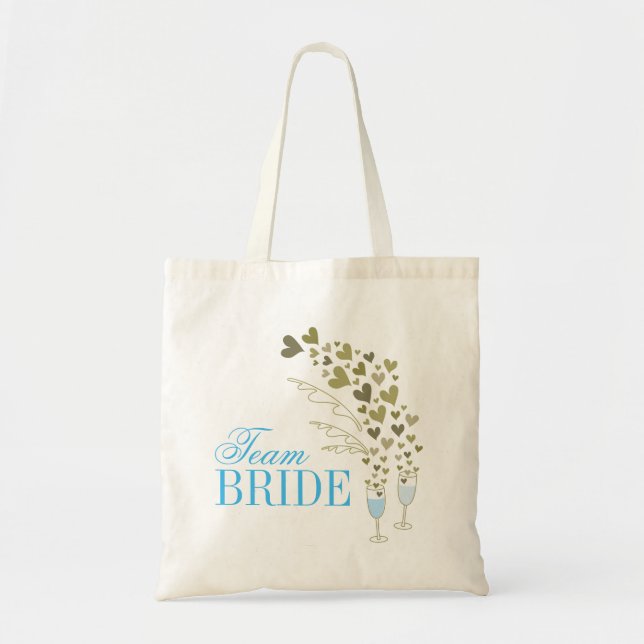 Bolso De Tela Blue Champagne Cheers Chic Team Bride Bridal Party (Frente)