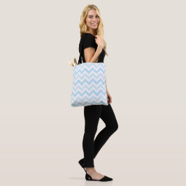 Bolso De Tela Blue Chevron Print Baby Blue Zigzag Design