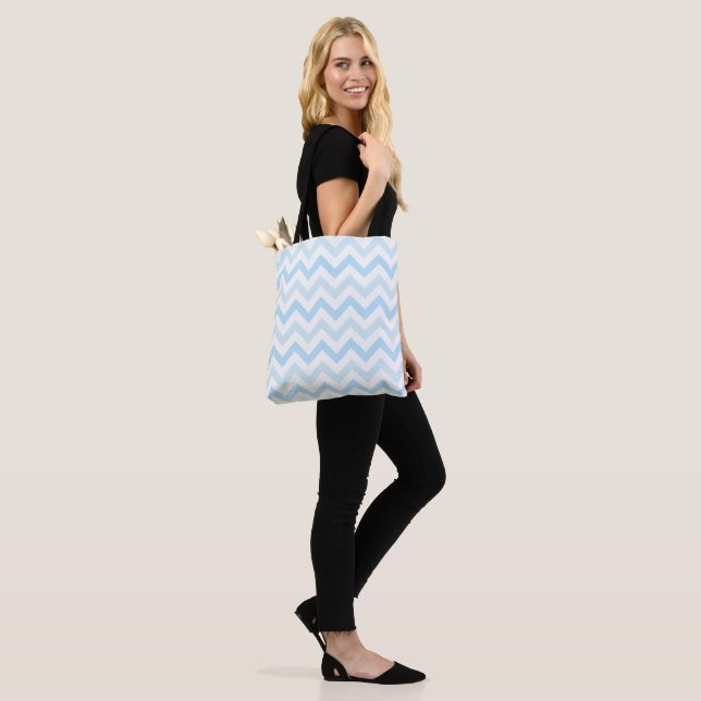 Bolso De Tela Blue Chevron Print Baby Blue Zigzag Design (Puesto)