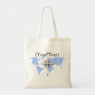 Bolso De Tela Blue Compass Rosa World Map Budget Tote Bag