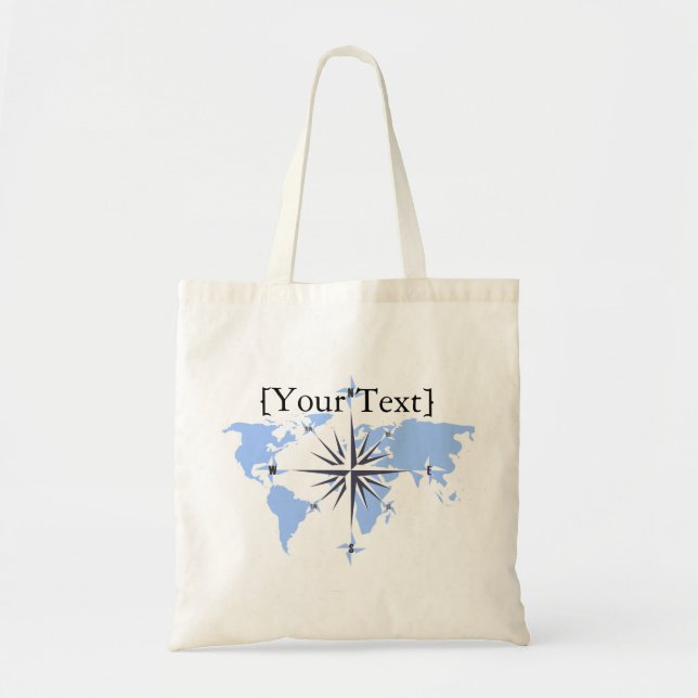 Bolso De Tela Blue Compass Rosa World Map Budget Tote Bag (Frente)