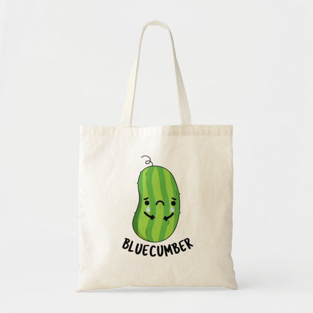 Bolso De Tela Blue cumber Funny Sad Veggie Cucumber Pun (Frente)