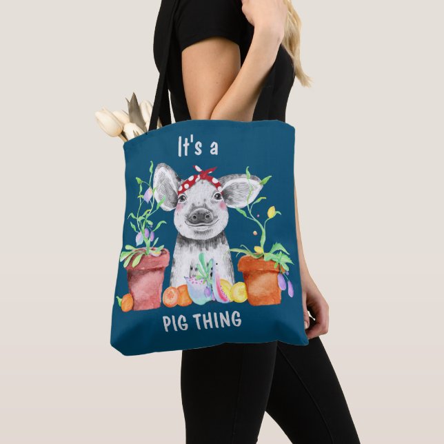 Bolso De Tela Blue Cute It's A Pig Thing (Detalle)