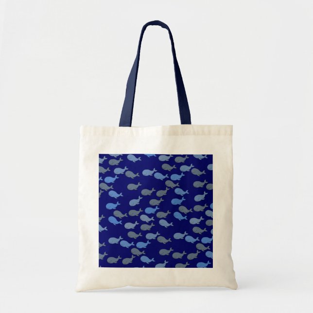 Bolso De Tela blue cute whales (Frente)