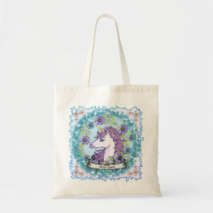 Bolso De Tela Blue Daisy Unicorn