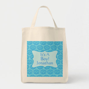 Bolso De Tela Blue Damask Baby It A Boy Nacimiento Anuncio