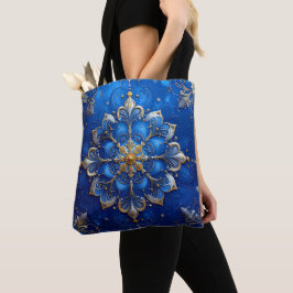 Bolso De Tela Blue Decorative Christmas Holiday Tote Bag