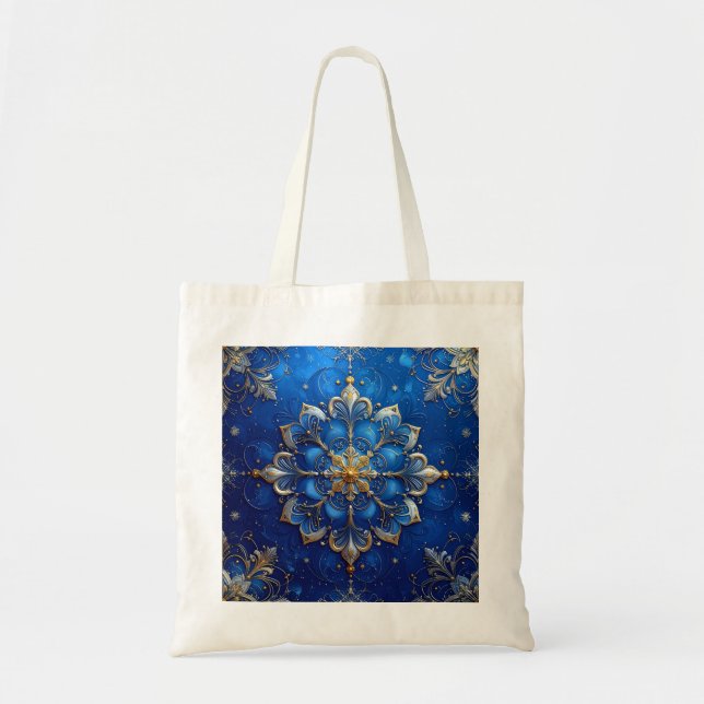 Bolso De Tela Blue Decorative Holiday Tote Bag (Frente)