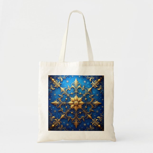 Bolso De Tela Blue Decorative Holiday Tote Bag (Frente)