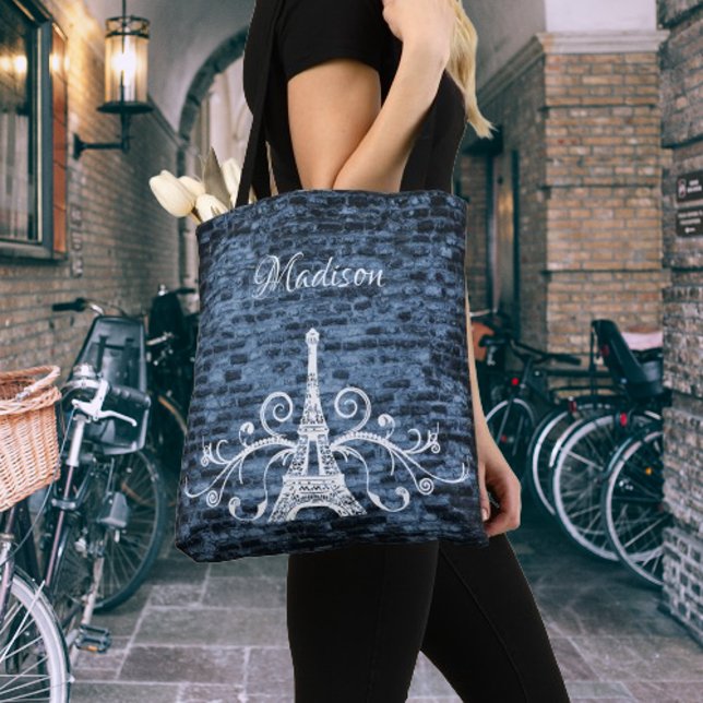 Bolso De Tela Blue Eiffel Tower Grunge Tote Bag (Blue Eiffel Tower Grunge Tote Bag)