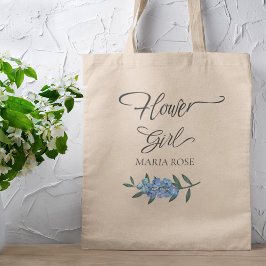 Bolso De Tela Blue Floral Flower Girl Personalizada 