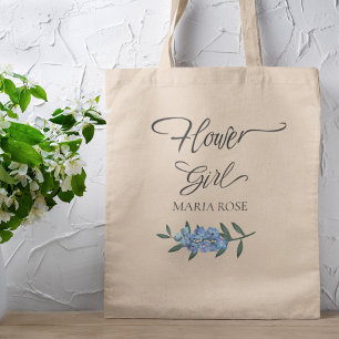 Bolso De Tela Blue Floral Flower Girl Personalizada