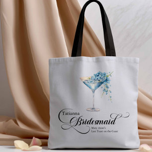 Bolso De Tela Blue Floral Martini Bridesmaid Bachelorette