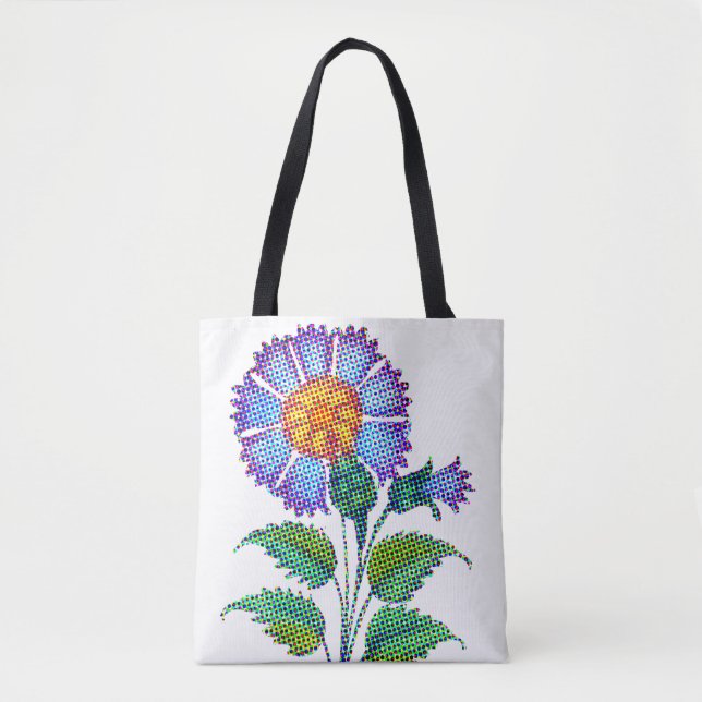 Bolso De Tela Blue Flower Halftone Fine Art (Anverso)