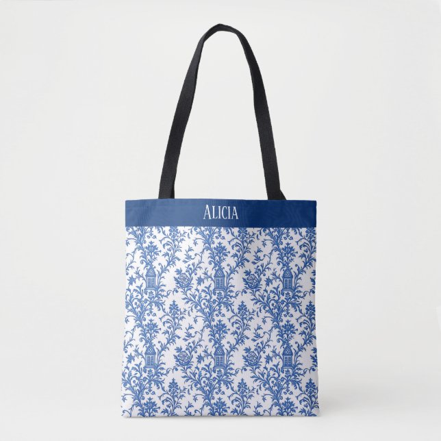 Bolso De Tela Blue Flowile (Anverso)