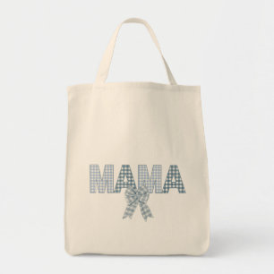 Bolso De Tela Blue Gingham MAMA con arco