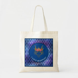 Bolso De Tela Blue & Gold I Love Shopping Dragon Head & Scales