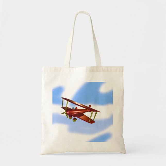 Bolso De Tela Blue Green Red Bi-plane Flight Adventure Tote Bag (Frente)