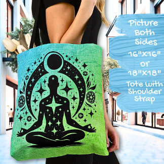 Bolso De Tela Blue Green Yoga Meditation Design on a