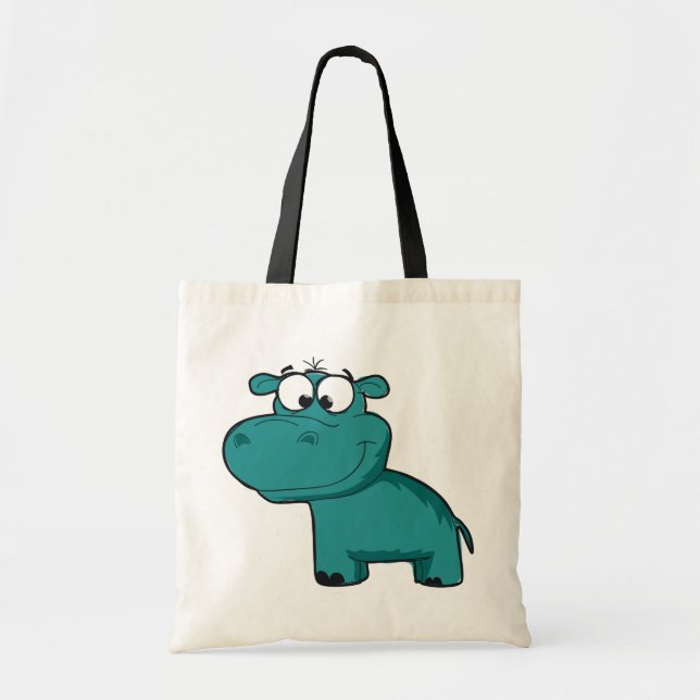 Bolso De Tela Blue Happy Hippo (Frente)