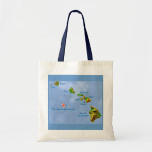 Bolso De Tela Blue Hawaiian Island Map bag