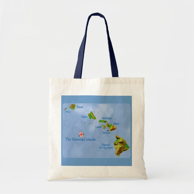 Bolso De Tela Blue Hawaiian Island Map bag (Frente)