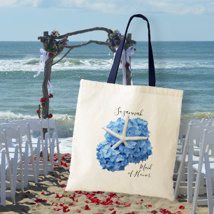Bolso De Tela Blue Hydrangea Starfish Bridesmaid Bridal Party
