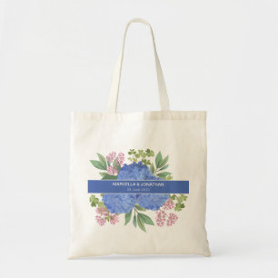 Bolso De Tela Blue Hydrangeas Modern Bouquet Personalizado