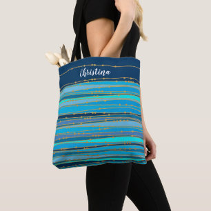 Bolso De Tela Blue Lagoon Zen   Tote a rayas personalizado