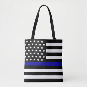 Bolso De Tela Blue Line fino señala por medio de una bandera