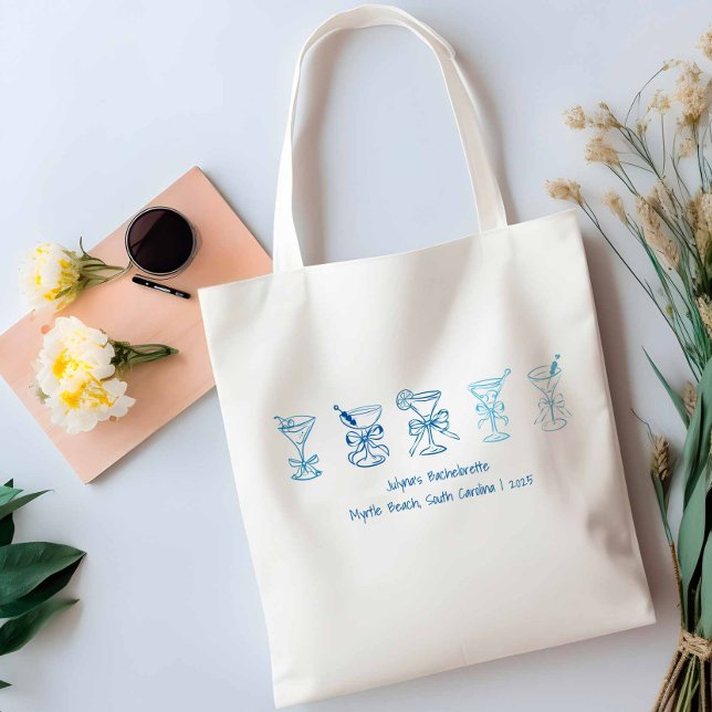 Bolso De Tela Blue Martini Bachelorette Party Bridesmaid Regalo (Subido por el creador)