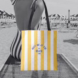 Bolso De Tela Blue Meet Me At Beach Yellow Cabana Stripe