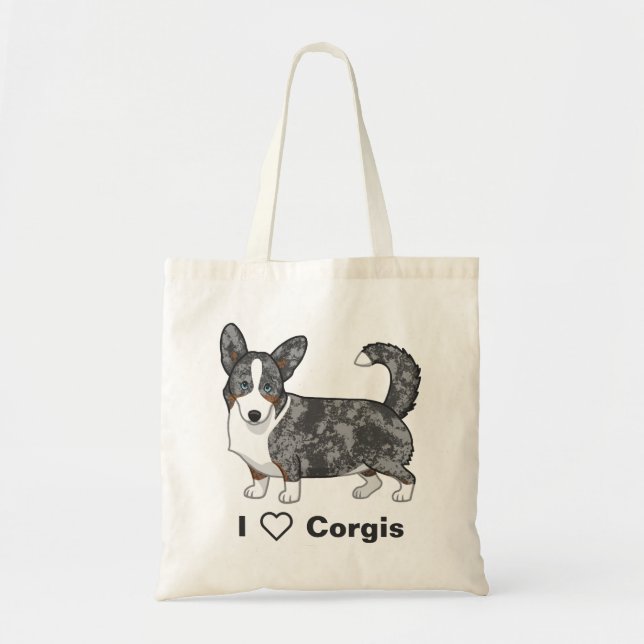 Bolso De Tela Blue Merle Cardigan Welsh Corgi Perros Amantes (Frente)