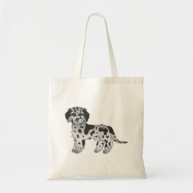 Bolso De Tela Blue Merle Mini Goldendoodle Cute Cartog Dog (Frente)