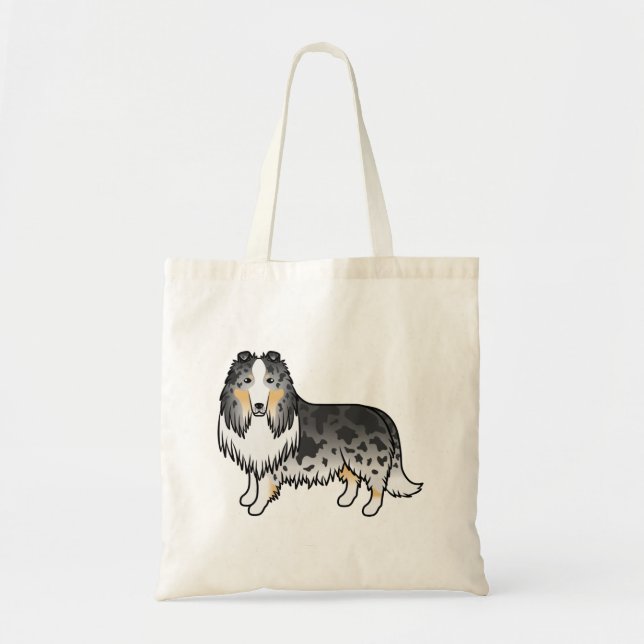Bolso De Tela Blue Merle Rough Collie Cute Cartoon Dog (Frente)