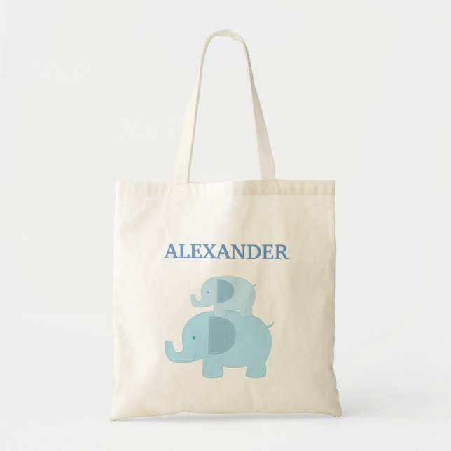 Bolso De Tela Blue Mod Elephants Diaper Tote Bag - ¡agrega un no (Frente)