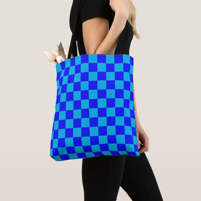 Bolso De Tela Blue Monochrome Checkerboard Pattern (Detalle)